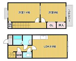 ボヌール幸澤A 2LDKの間取図画像