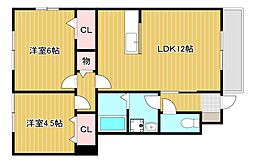 パストラル・ZEN 2LDKの間取図画像