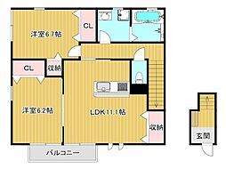 モンメゾン 2LDKの間取図画像