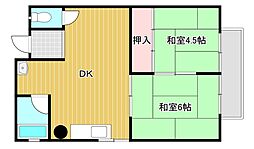 ドリームマンションB棟 2DKの間取図画像