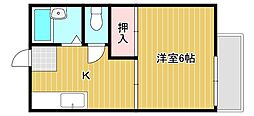 スカイハイツ1 1DKの間取図画像