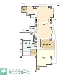 プレステージレジデンス白金長者丸 1階1SLDKの間取り