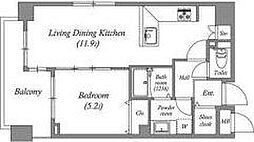 白金台アパートメント 4階1LDKの間取り