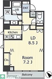 白金アネックス 9階1LDKの間取り