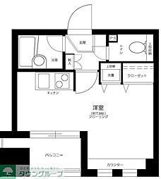 サンパティーク広尾 11階ワンルームの間取り