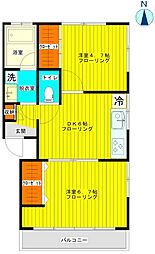 久保田マンション 2DKの間取図画像