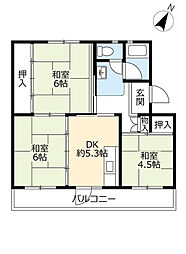UR都市機構豊明団地26棟 3DKの間取図画像