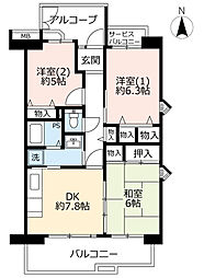 UR都市機構アーバンラフレ鳴海6号棟 1DKの間取図画像