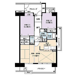 UR都市機構アーバンラフレ鳴海6号棟 2LDKの間取図画像
