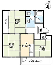 UR都市機構豊明団地8棟 3Kの間取図画像