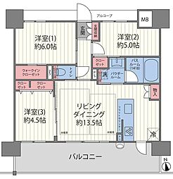 プレサンスロジェ大正三軒家東サウスビュー 3LDKの間取図画像