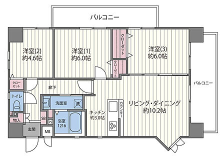 3LDK、価格3998万円、専有面積65.94m2、バルコニー面積16.36m2 令和8年8月室内全面リフォーム完成!■10階部分につき陽当たり・眺望・通風良好♪