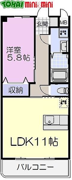 シャンティーク 803｜三重県松阪市塚本町(賃貸マンション1LDK・8階・42.30㎡)の写真 その2