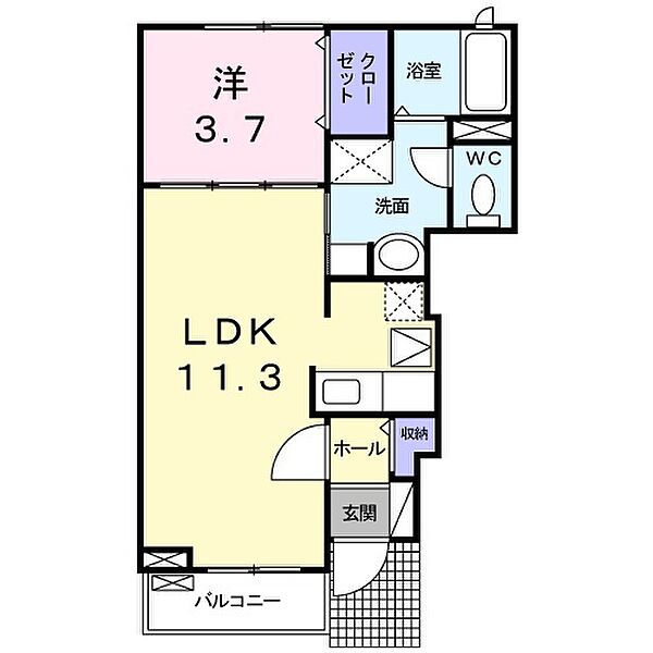 モンテーニュ・ブーシュ 102｜静岡県駿東郡清水町長沢(賃貸アパート1LDK・1階・37.13㎡)の写真 その2