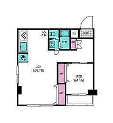 江原町マンション 1LDKの間取図画像