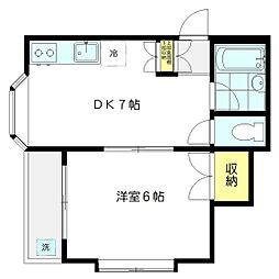 スカイコート 1DKの間取図画像