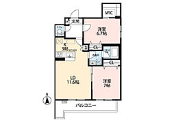音楽マンション(R) 赤堤パークハイツ 2LDKの間取図画像