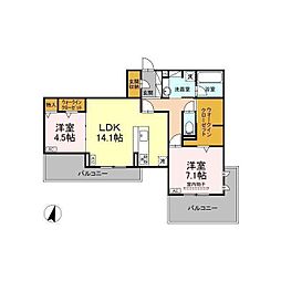 ＤｉｏｓＰｅｒｓｉｍｍｏｎ長泉II棟 3階2LDKの間取り