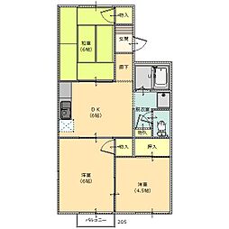 ガーデンハイツ赤坂2 3DKの間取図画像