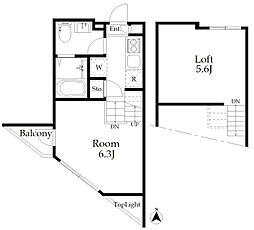 chalet大久保 ワンルームの間取図画像