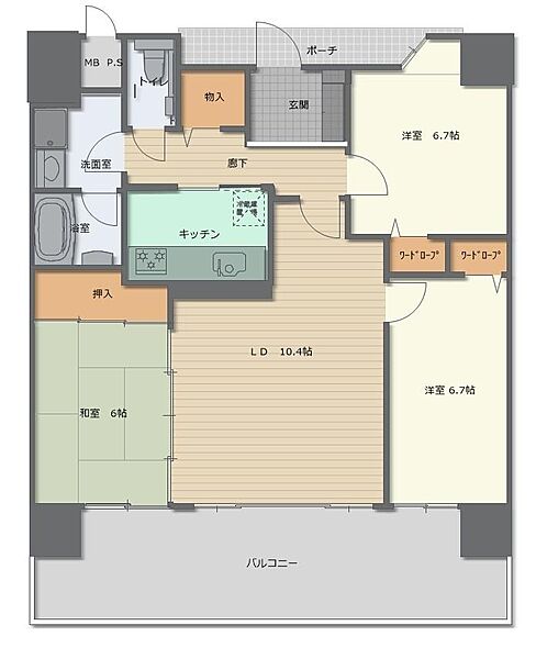 朝日プラザ　姫路城南サバーブ 502｜兵庫県姫路市飾磨区城南町 1丁目(賃貸マンション3LDK・5階・73.03㎡)の写真 その2