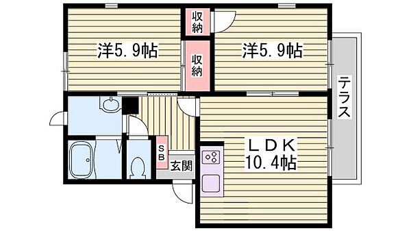 ハイツ南多聞台 ｜兵庫県神戸市垂水区南多聞台2丁目(賃貸アパート2LDK・2階・50.78㎡)の写真 その2