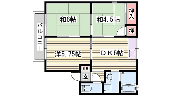 エステート塩屋山手　B棟 ｜兵庫県神戸市垂水区清玄町(賃貸アパート3DK・1階・48.00㎡)の写真 その2