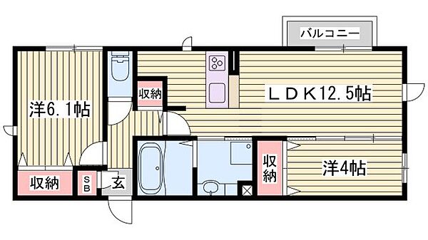 カトル ピア ｜兵庫県三木市緑が丘町西3丁目(賃貸アパート2LDK・2階・54.64㎡)の写真 その2