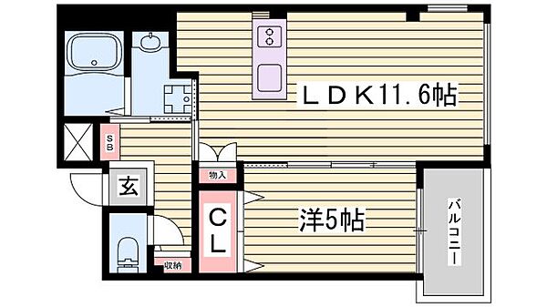 ナスタチウム ｜兵庫県明石市魚住町錦が丘4丁目(賃貸マンション1LDK・5階・42.98㎡)の写真 その2