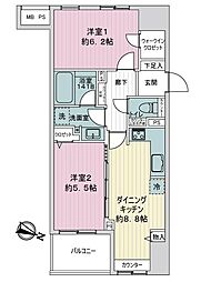 ライオンズステージ板橋 2DKの間取図画像