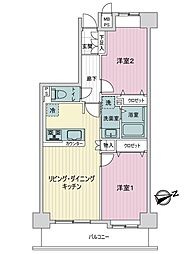 ライオンズヴィアーレ聖蹟桜ケ丘 2LDKの間取り
