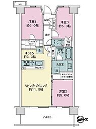 ファインシティ武蔵野富士見 3LDKの間取り