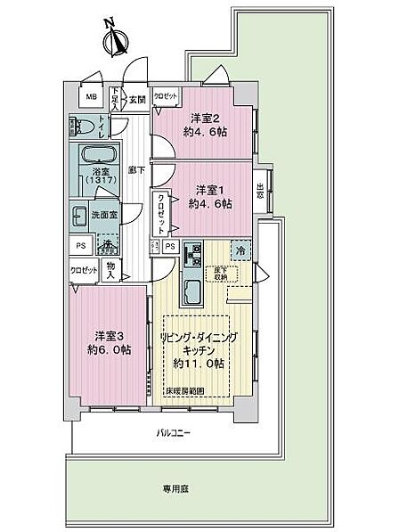 3LDK 間取り