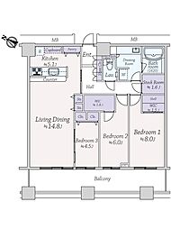芝浦アイランドケープタワー 3LDKの間取図画像