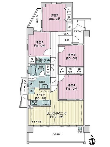 4LDK 間取り