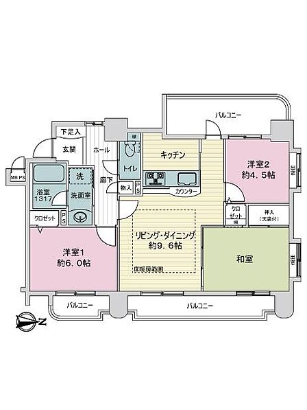 3LDK 間取り