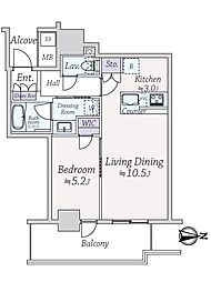 シエリアタワー大阪堀江 1LDKの間取図画像