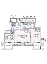 ザ・ファインタワー梅田豊崎 1LDKの間取図画像
