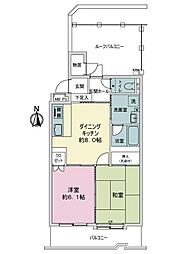 ライオンズマンション薬師堂 2DKの間取り