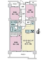 茅ヶ崎グランドハイツB棟 3LDKの間取図画像