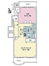 幟町パークマンション 1LDKの間取図画像
