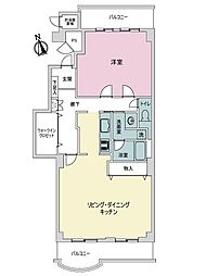 幟町パークマンション 1LDKの間取図画像