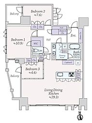 プレミスト大濠公園 3LDKの間取図画像