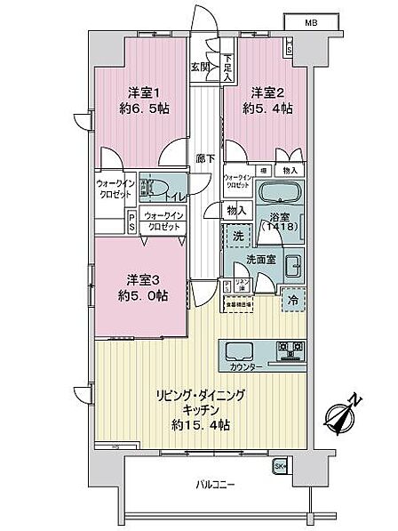 3LDK 間取り