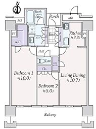 MJR赤坂タワー 2LDKの間取図画像