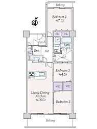 ライオンズマンション宝塚売布A棟 3LDKの間取図画像