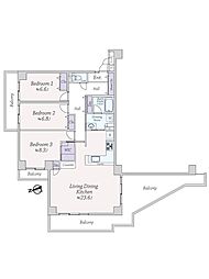 ライオンズマンション西宮高座B棟 3LDKの間取図画像