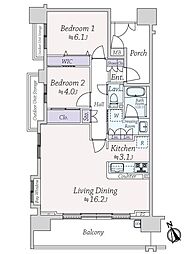 ガーラ・レジデンス川崎南幸町 2LDKの間取図画像
