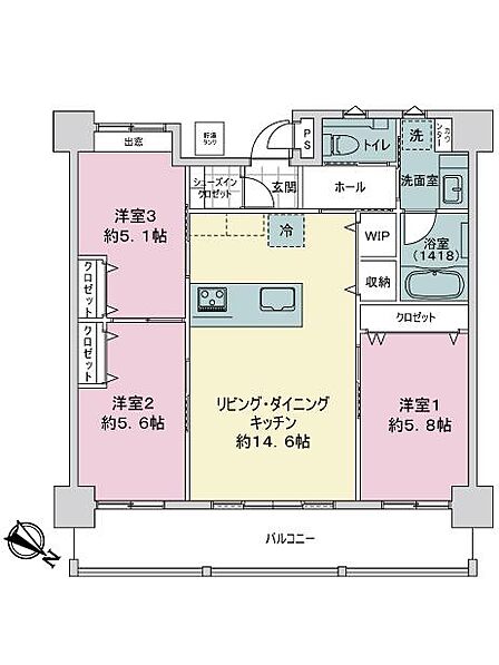 3LDK 間取り