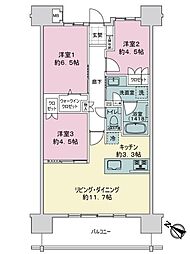 ライオンズ那覇三原マスターズゲート 3LDKの間取図画像